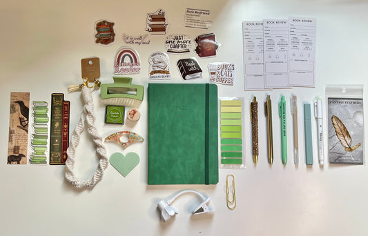 GREEN Bookish A6 Journal Bundle | 20+ Bookish Items | Reading Gift Set 📚