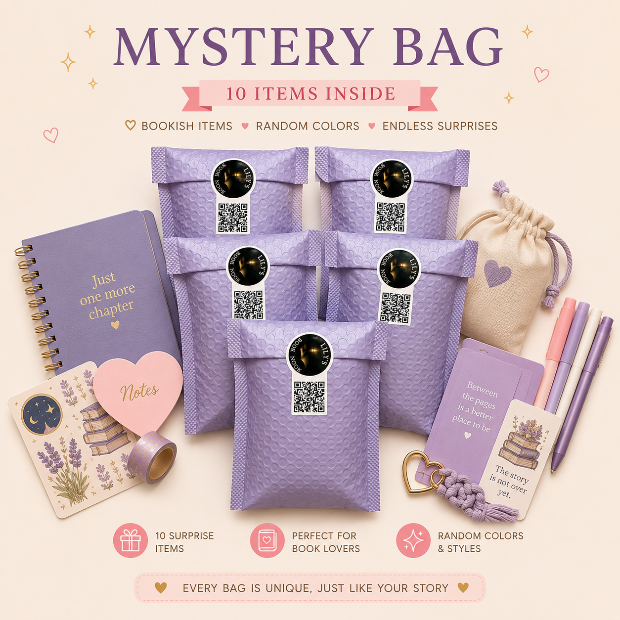 Mystery Bookish Bag | 10 Surprise Book Lover Gifts | Stationery Mystery Pack