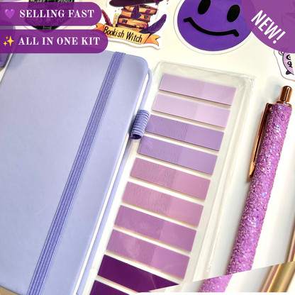 Purple Bookish Bundle | A6 Reading Journal Gift Set | 20+ Book Lover Accessories