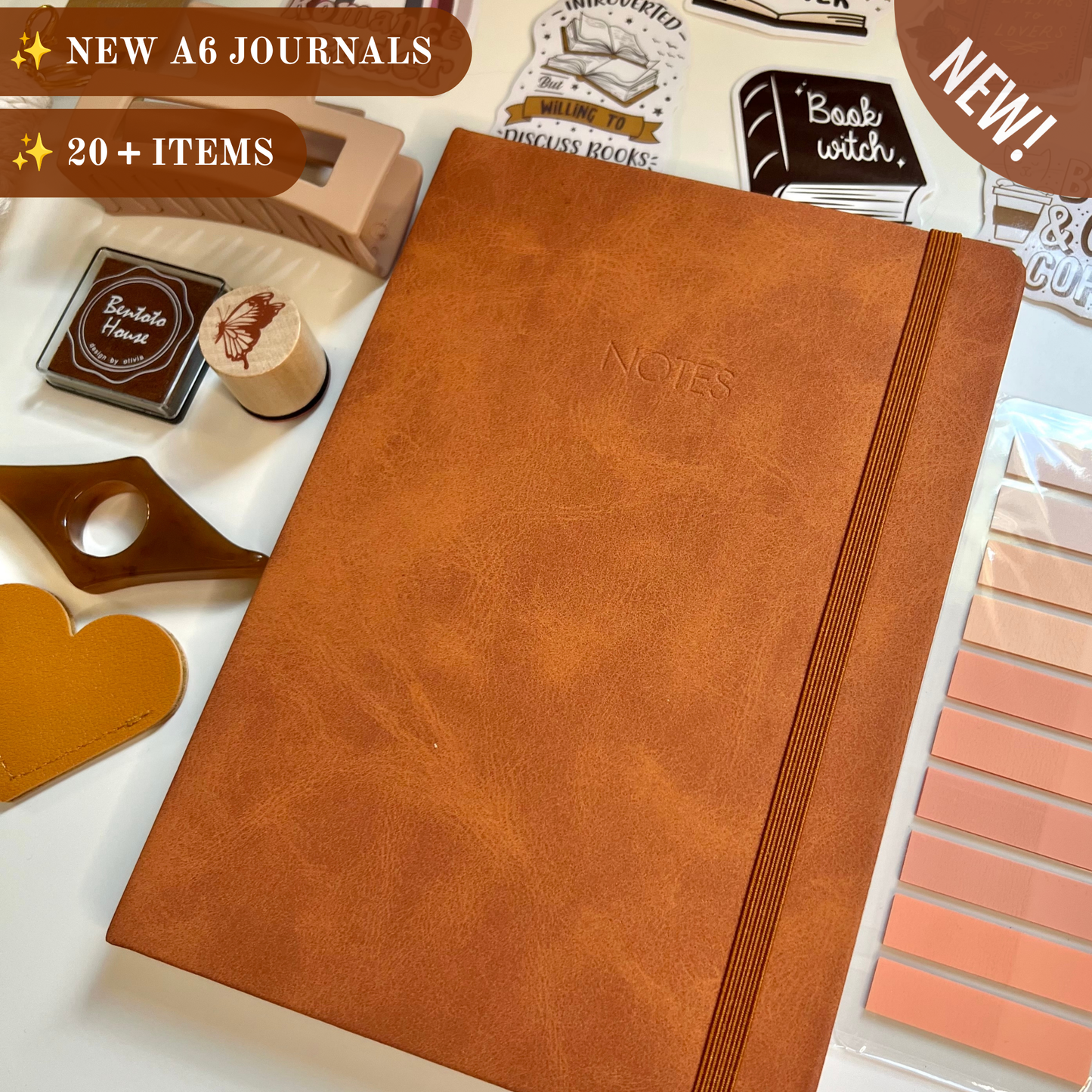 BROWN Bookish A6 Journal Bundle | 20+ Bookish Items | Reading Gift Set 📚🤎