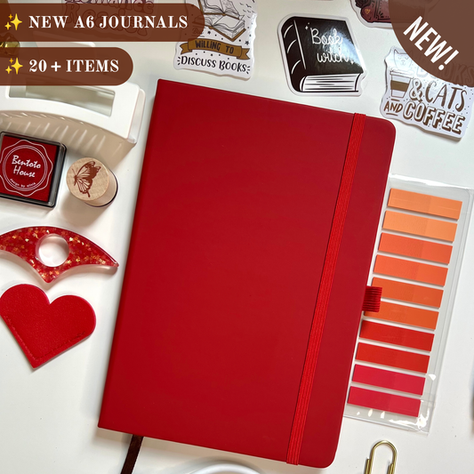 RED Bookish A6 Journal Bundle | 20+ Bookish Items | Reading Gift Set 📚