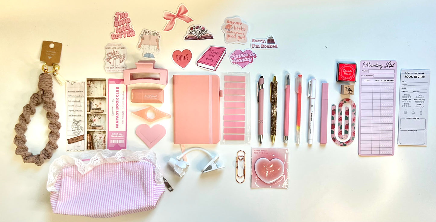 PINK Book Lover's Bookish Bundle (Handmade Include)
