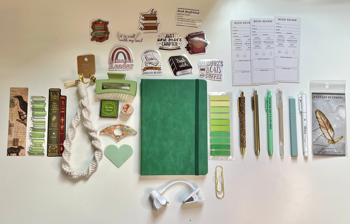GREEN Bookish A6 Journal Bundle | 20+ Bookish Items | Reading Gift Set 📚