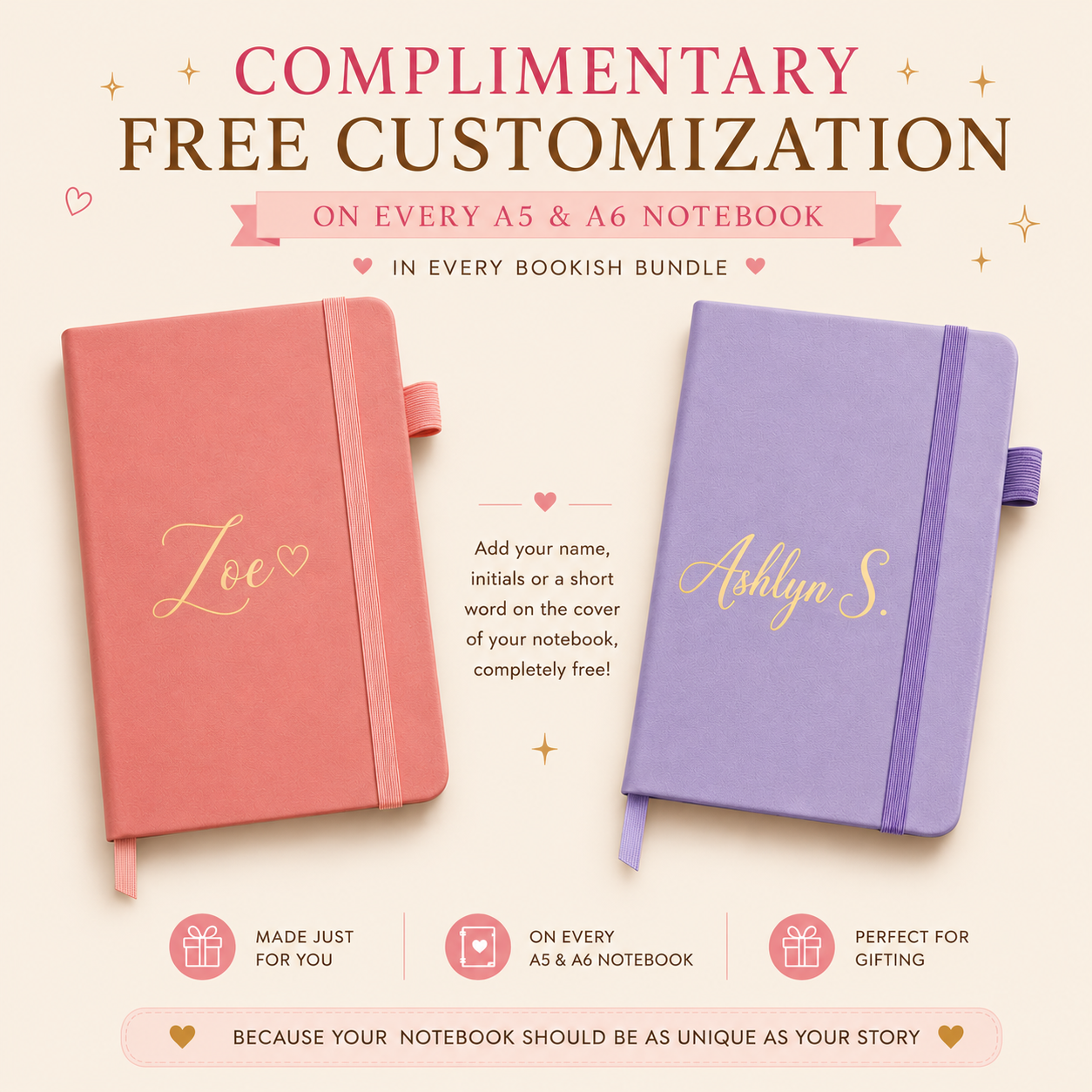 FREE Notebook Personalization | Custom Name, Initials or Short Text