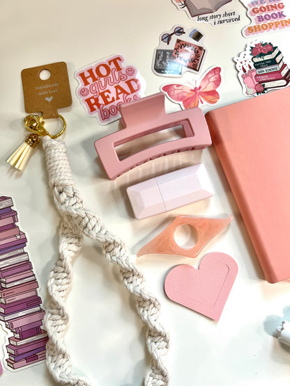 Pink Bookish Bundle | A6 Reading Journal Gift Set | 20+ Book Lover Accessories